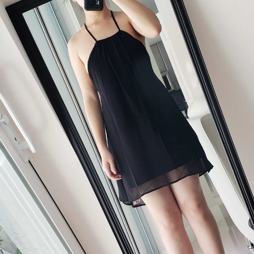Black Open Back Mini Dress